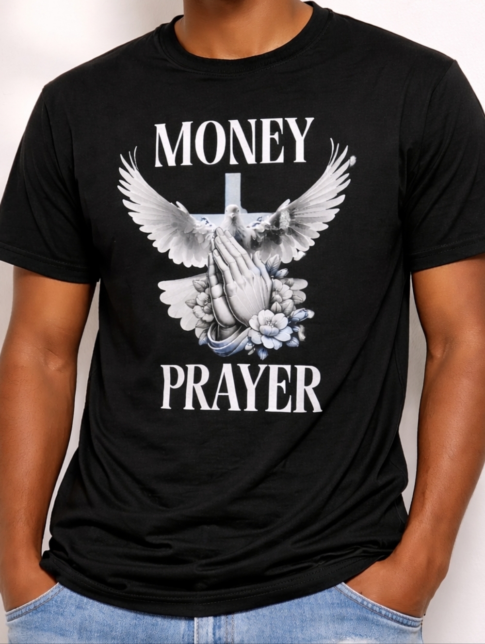 Gildan Black 'Money Prayer' Graphic Tee